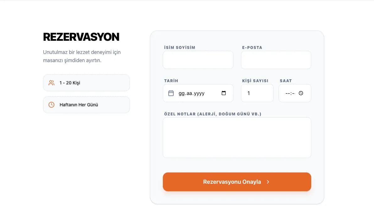 Online Restoran Rezervasyon Sistemi ve Masa Yönetimi