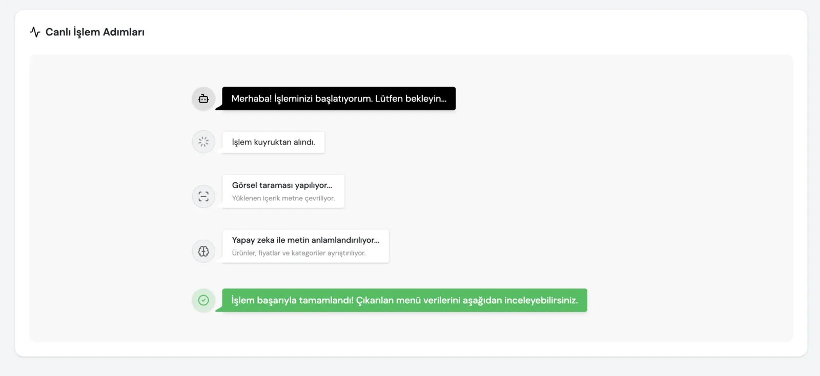 AI menu file upload analysis